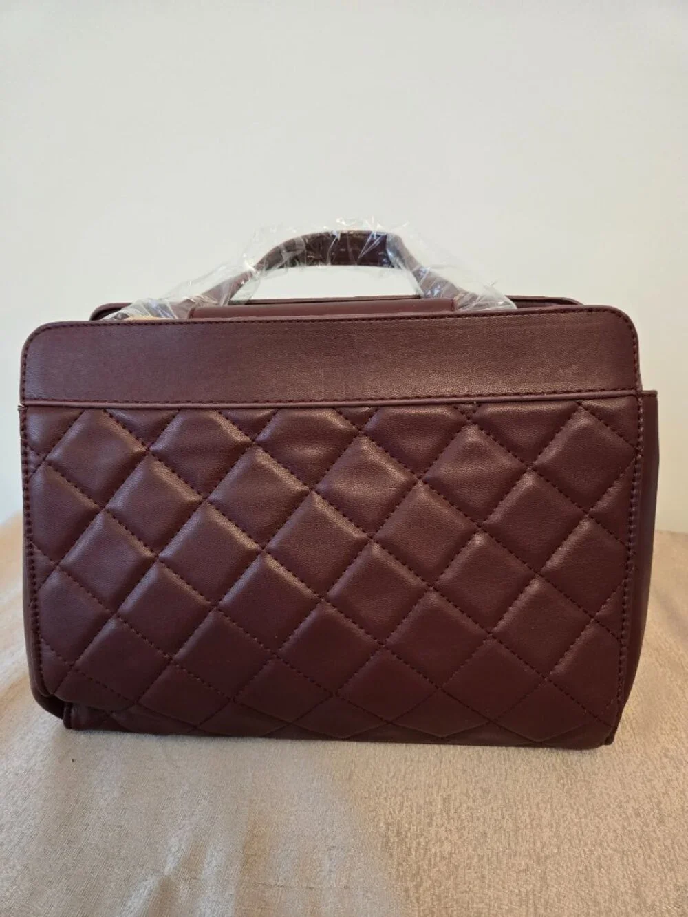 Badgley Mischka Quilted Mini Tote Bag Plum Vegan Leather NWT $179 MSRP